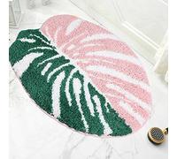 Carmoion Green Leaf Bath Mat, Cute Monstera Bathroom Rug with Non Slip Back Strong Water Aabsorbent, Thick Soft Microfiber Plant Leaf Bath Rugs for Bathroom Floor, Bathtub, Shower, Sink and Decor