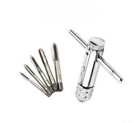 CARMOTTER Adjustable Tap Wrench T-Handle Ratchet for M3-M6 Threads - Alloy Steel Thread Tap Holder for Plumbing & Machinery - Silver 10pc Set(10)