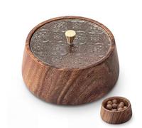 CARMOTTER Round Serving Tray with Lid, Nuts Platter Tray, Portable Snackle Storage Boxes, Walnut Wood Bowl and Fruit Box, for Nut Tray and Snack Candy Dried Fruit Storage, Food Storage Container