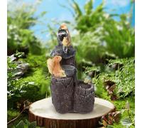 CARMOTTER Solar Powered Squirrel LED Light, Squirrel Water Fountain Garden Sculpture, Garden Ornament Resin Animal Statue Animal Lamp Outdoor Patio Decor(Squirrel-Solar)