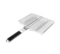 CARMOTTER Stainless Steel Folding Grill Basket for BBQ, 50.5 x 31 x 4 cm, Removable Portable Grilling Mesh with Locking Handle, for Fish and Large Cuts, Dishwasher Safe