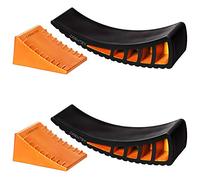 CARMTEK Camper Leveler 2-Pack Kit | Curved RV Levelers with Trailer Wheel Chocks for Dual Axle Trailers | Faster RV Leveling System Than RV Leveling Blocks | RV Accessories for Travel Trailers