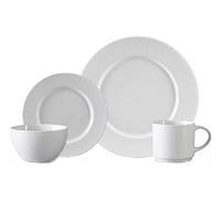 Carnaby CRM1254 ' Argyle' 16PC Set Embossed with Gloss Glazed Finish, Includes 4 x 10.5 Dinner, 4 x 8 Side Plates, 4 x 5.5 Bowls and 4 x Mugs, Ceramic, White