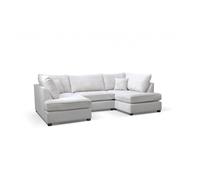 Carnaby Silver Fabric U Shape High Back Corner Sofa + Footstool