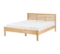 Beliani Bed Pine Wood Carnac 160 X 200 Cm Eu King Size Light Brown