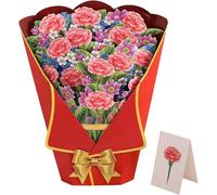 Carnation Bouquet Charm Red Wrap Pop Up Greeting Card