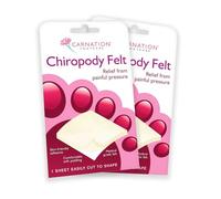CARNATION Chiropody Felt, Ideal for Relieving Pressure and Friction on Heels, Balls of feet, Arches and Tops of feet. Cut to Shape. Sheet Measures 11.5cm x 7.5cm. Twin Pack