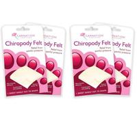 Carnation Chiropody Felt, Ideal for Relieving Pressure and Friction on Heels, Balls of feet, Arches and Tops of feet. Cut to Shape. Sheet Measures 11.5cm x 7.5cm. Twin Pack (Pack of 2)