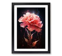 Carnation Flower Digital Framed Print | A2 Black Framed Wall Art | Ready to Hang | Modern Floral Picture | Living Room Bedroom Lounge Office