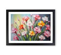 Carnation Flower Impressionism No.3 Framed Print | A2 Black Framed Wall Art | Ready to Hang | Impressionist Floral Picture | Living Room Bedroom Lounge Office