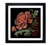 Carnation Flower Paisley Art No.2 Framed Print | 18x18 Inch Black Framed Wall Art | Ready to Hang | Modern Floral Picture | Living Room Bedroom Lounge Office