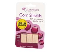 CARNATION FOOTCARE Corn Shields, pack of 3; Slim design, elasticated fabric outer, stretches to fit all sizes; With mineral oil to soften skin, helps to prevent pressure