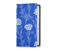 Carnation Glory Blue Premium Leather Car Registration and Insurance Holder Glove Box Organize for Documents, Cards, License