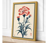 Carnation in Red Botanical Canvas Wall Art Print 18x12 Inch (46 x 30 cm)
