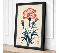 Carnation in Red Botanical Canvas Wall Art Print 30x20 Inch (76 x 51 cm)
