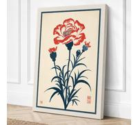 Carnation in Red Botanical Canvas Wall Art Print 30x20 Inch (76 x 51 cm)