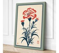 Carnation in Red Botanical Canvas Wall Art Print 30x20 Inch (76 x 51 cm)