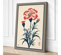 Carnation in Red Botanical Canvas Wall Art Print 30x20 Inch (76 x 51 cm)