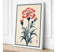 Carnation in Red Botanical Canvas Wall Art Print 30x20 Inch (76 x 51 cm)