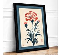 Carnation in Red Botanical Framed Wall Art Print A3 (42×29.7cm) Black, Wall Decor for Living Room, Bedroom, Office & Home, Ready to Hang, Art Gift