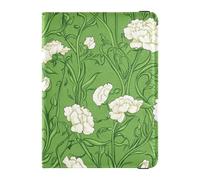 Carnation Lace Grass Green Leather Passport Holder Case Passport Case Travel Documents Wallet Waterproof
