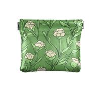 Carnation Lace Grass Green Women's Leather Coin Purse Convenient Cosmetic Bags for Purse for Women Boys Girls