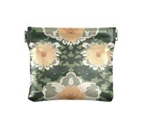 Carnation Lace Olive Green and Sand Fashion PU Leather Small Coin Decorative Mini Cosmetic Case for Women Mujer para monedas