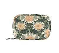 Carnation Lace Olive Green and Sand Medicine Organizer Bag with Detachable Compartments Reusable Travel Medicine Organizer for Purse