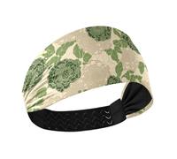 Carnation Lace Olive Green and Sand Moisture Wicking headbands for women trendy Stretchy wide head bands for women's hair for Volleyball washing face Workouts washing face