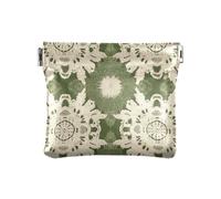 Carnation Lace Olive Green and Sand Small Leather Coin Purse Unique Travel Accessories for Girls Women Ladies