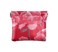 Carnation Lace Scarlet Small Leather Coin Purse Fancy Mini Makeup Bag for Woman Girl