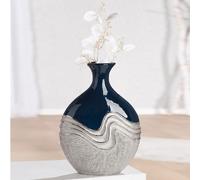 carnation large decorative bottle ceramic vase in blue and silver