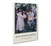 Carnation, Lily, Lily, Rose By John Singer Sargent Canvas Print | Gallery Wrapped 30mm Frame Wall Art | 20x14 inches | Ready to Hang | Classic Floral Picture | Living Room Bedroom Lounge Office