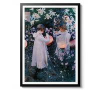Carnation, Lily, Lily, Rose by John Singer Sargent, Impressionist Girls with Lanterns, Wall Art, Home Decor, Gift Idea, Archival Matte, A2 (Framed) - 59.4x42cm