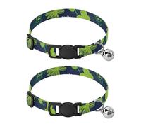 Carnation Lime Green and Navy Blue Collar For Puppy Quick Release Buckle Girl & Boy Dog Collars 2 Pcs