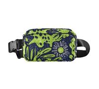Carnation Lime Green and Navy Blue Stylish Fanny Pack Waist Bag for Women Men Teens Large Capacity Chest Belt Bum Bag with Adjustable Strap for Travel Vacation Running