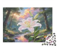 Carnation Recycled Paper White Lily in Sunlit Woods Jigsaw Puzzle Interactive Family Activity 70x50cm/1000pcs