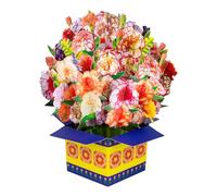 Carnation Square Box Pop Up, Paper Flower Bouquet Greeting Cards with Blank Note Card & Envelope, gift for celebrating Love, Birthday, Anniversary, Special Moments, Valentine's Day