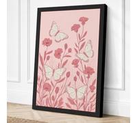 Carnations and Butterflies Canvas Wall Art Print 18x12 Inch (46 x 30 cm)
