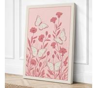 Carnations and Butterflies Canvas Wall Art Print 18x12 Inch (46 x 30 cm)