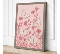 Carnations and Butterflies Canvas Wall Art Print 24x16 Inch