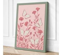 Carnations and Butterflies Canvas Wall Art Print 24x16 Inch