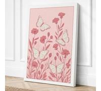Carnations and Butterflies Canvas Wall Art Print 30x20 Inch (76 x 51 cm)