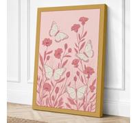 Carnations and Butterflies Canvas Wall Art Print 36x24 Inch