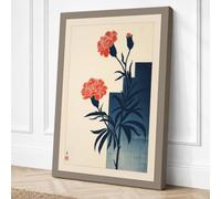 Carnations in Indigo Vase Canvas Wall Art Print 30x20 Inch (76 x 51 cm)