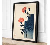 Carnations in Indigo Vase Canvas Wall Art Print 30x20 Inch (76 x 51 cm)