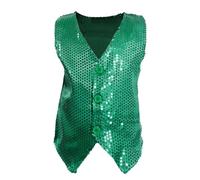 Carnavalife Sequin Vest for Boys, Girls, Hip Hop Vest Costume Children's Party Dance Event Celebration 1-12 Years (FR/ES, Age, 7 Years, Regular, Green)