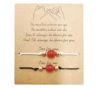 Carnelian Crystal Couple Bracelets Set of 2 Red Carnelian Gemstone Bracelet for Women Men Best Friend Agate + Elastic Not a Gemstone, Agate + Elastic, No Gemstone