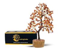 Carnelian Healing Crystal Tree of Life - Handmade Gemstone Bonsai 300 Natural Stones on Golden Wire & Wooden Base - Reiki, Meditation & Feng Shui Energy Décor - Spiritual Gift for Women, Mum & Home