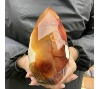 Carnelian Jasper Flame Quartz Crystal Wand Point (Size : 160-180g) Gemstone Stone
